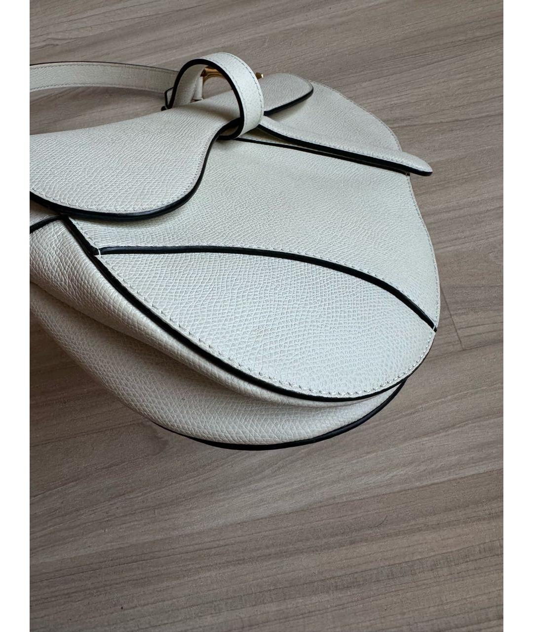 CHRISTIAN DIOR Белая кожаная сумка через плечо, фото 6
