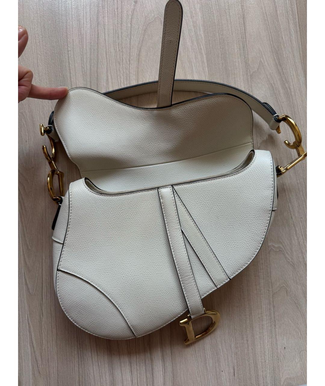 CHRISTIAN DIOR Белая кожаная сумка через плечо, фото 7