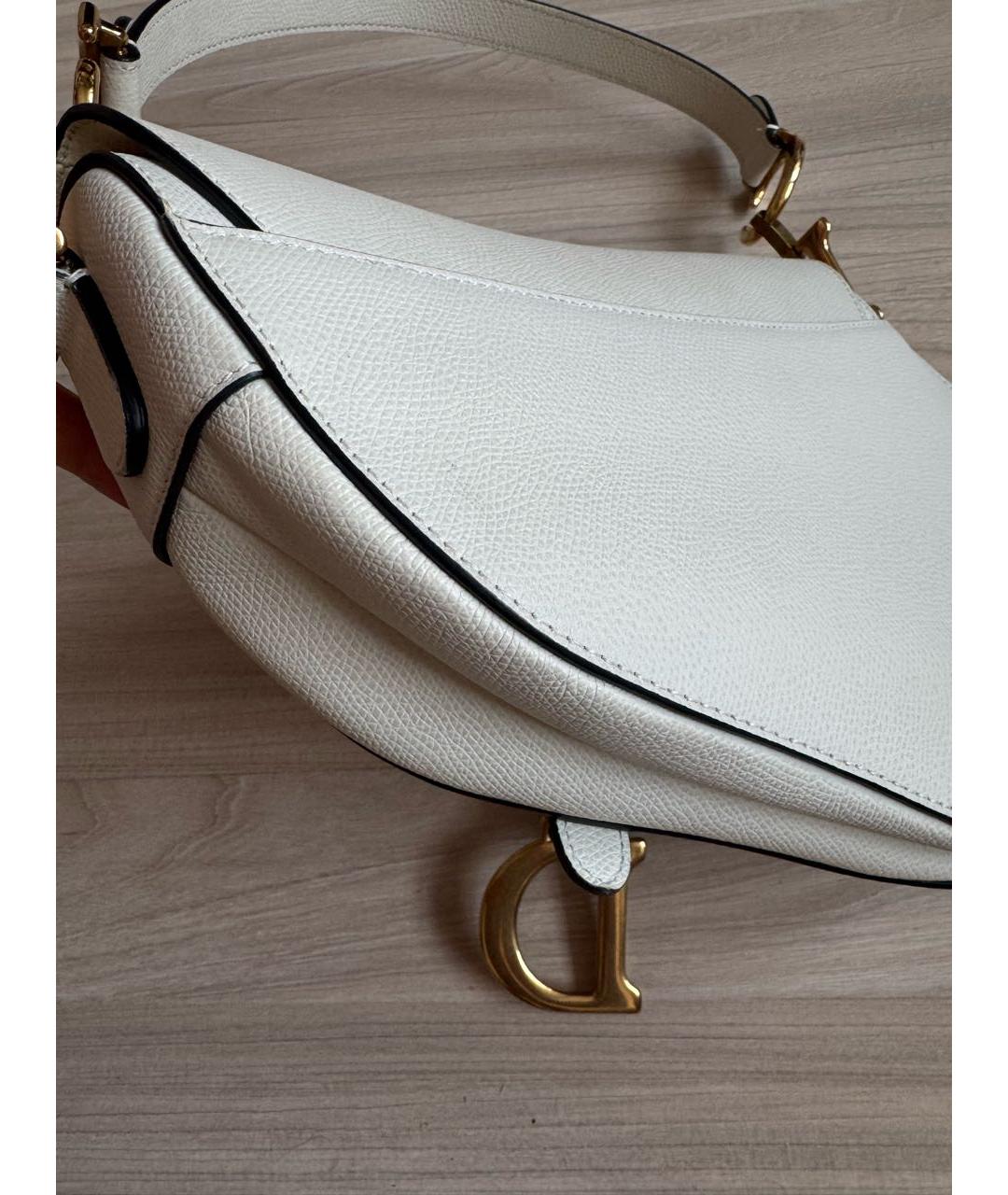 CHRISTIAN DIOR Белая кожаная сумка через плечо, фото 4