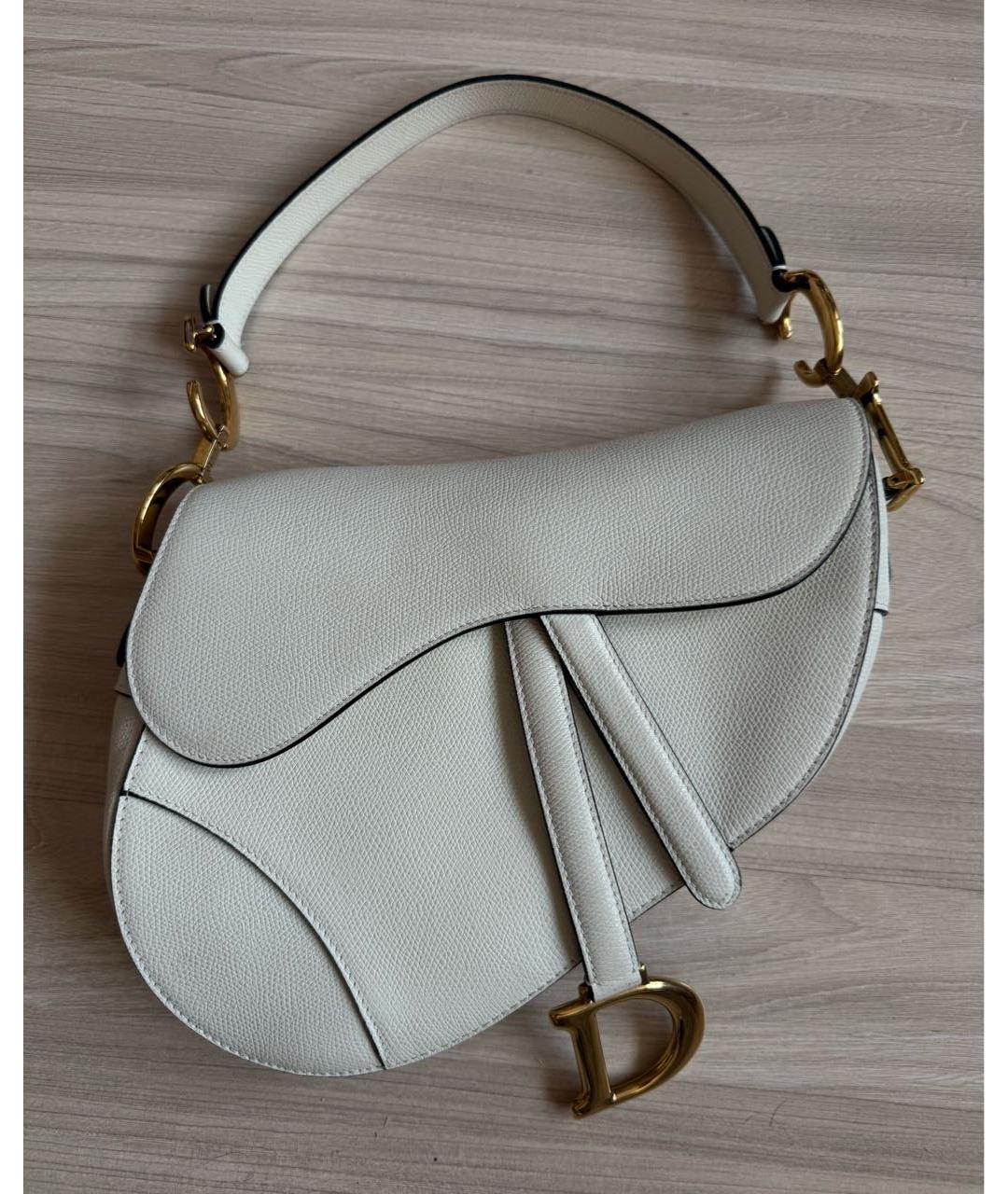 CHRISTIAN DIOR Белая кожаная сумка через плечо, фото 9