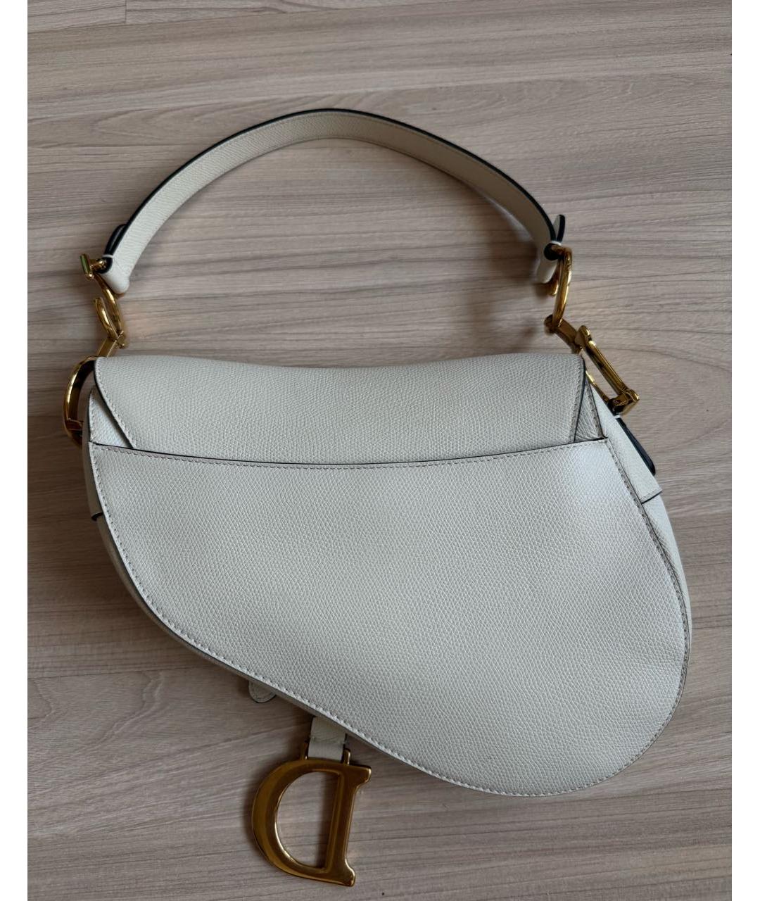 CHRISTIAN DIOR Белая кожаная сумка через плечо, фото 2