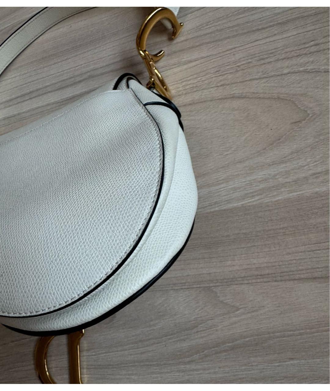 CHRISTIAN DIOR Белая кожаная сумка через плечо, фото 3