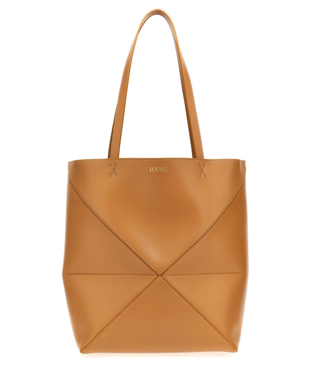 LOEWE Бежевая кожаная сумка тоут, фото 1