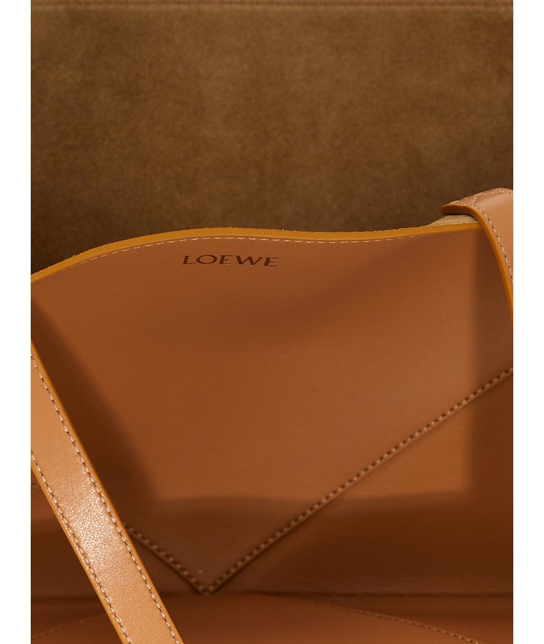 LOEWE Бежевая кожаная сумка тоут, фото 4