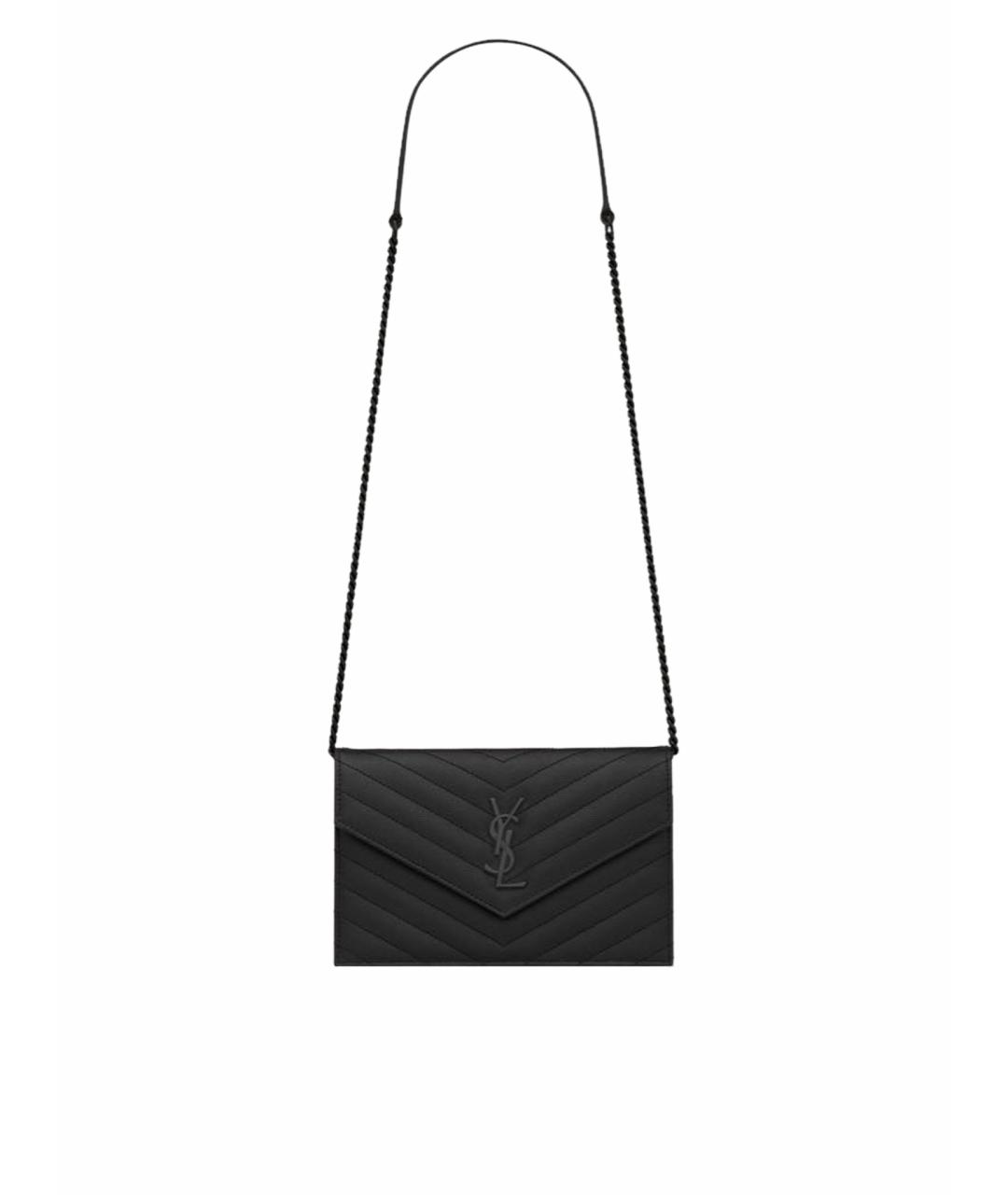 SAINT LAURENT Черная кожаная сумка через плечо, фото 1