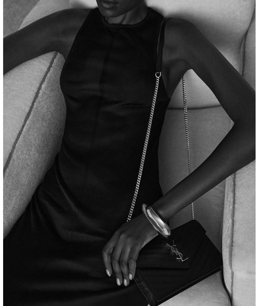 SAINT LAURENT Черная кожаная сумка через плечо, фото 5