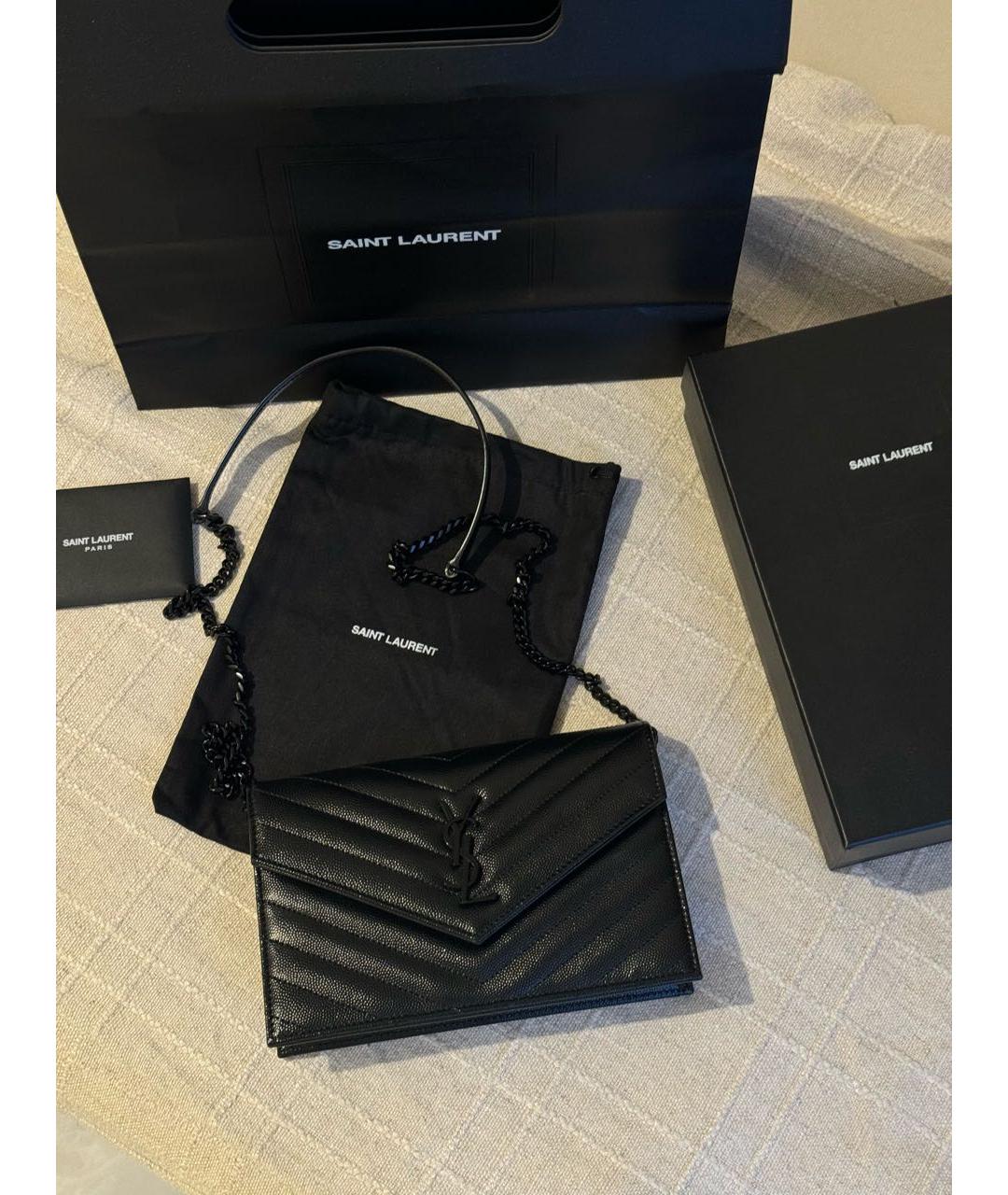 SAINT LAURENT Черная кожаная сумка через плечо, фото 4