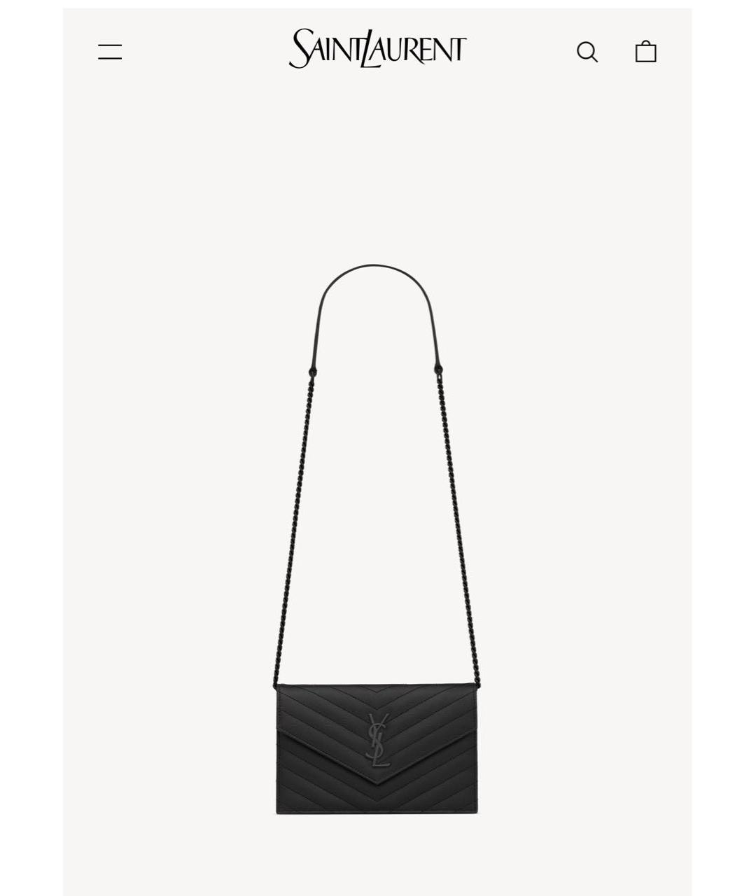 SAINT LAURENT Черная кожаная сумка через плечо, фото 6