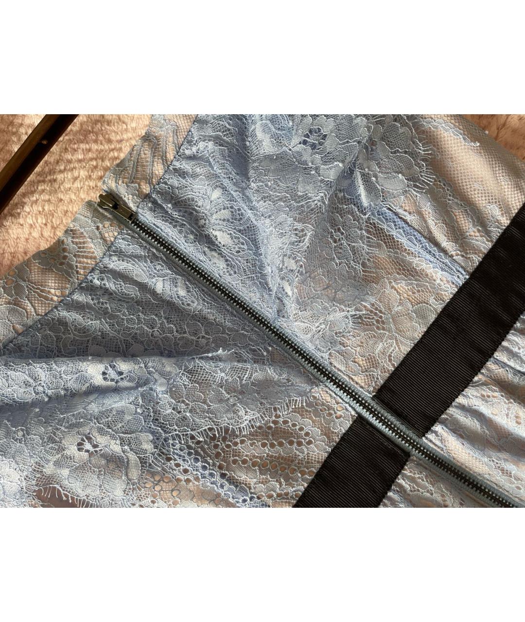 SELF-PORTRAIT Голубое хлопковое коктейльное платье, фото 4