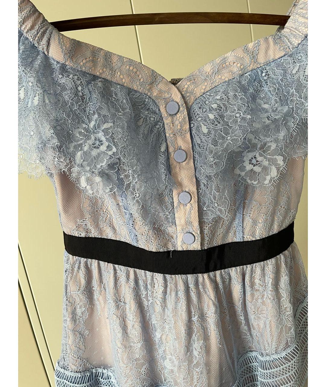 SELF-PORTRAIT Голубое хлопковое коктейльное платье, фото 6