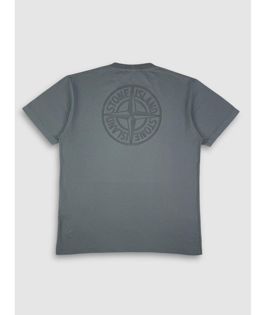 STONE ISLAND Серая хлопковая футболка, фото 4