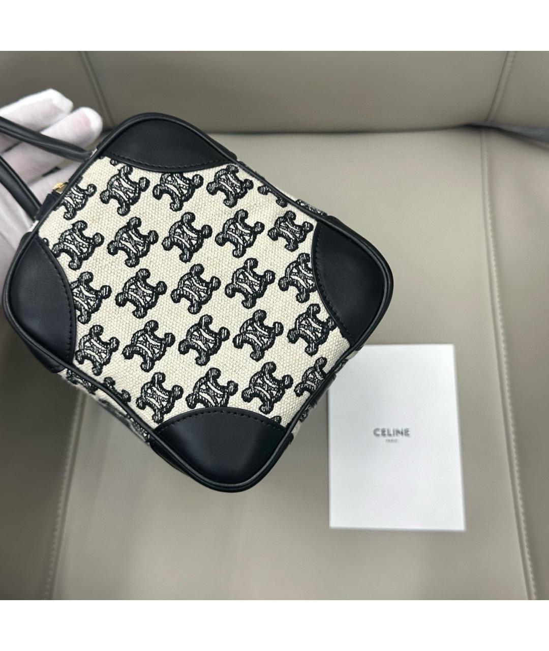 CELINE Черная жаккардовая сумка тоут, фото 2