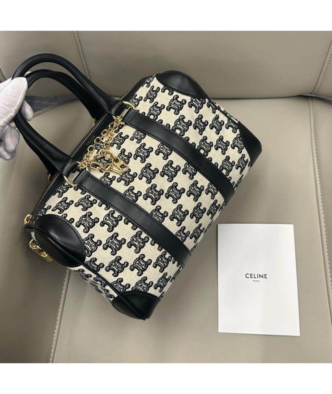 CELINE Черная жаккардовая сумка тоут, фото 6