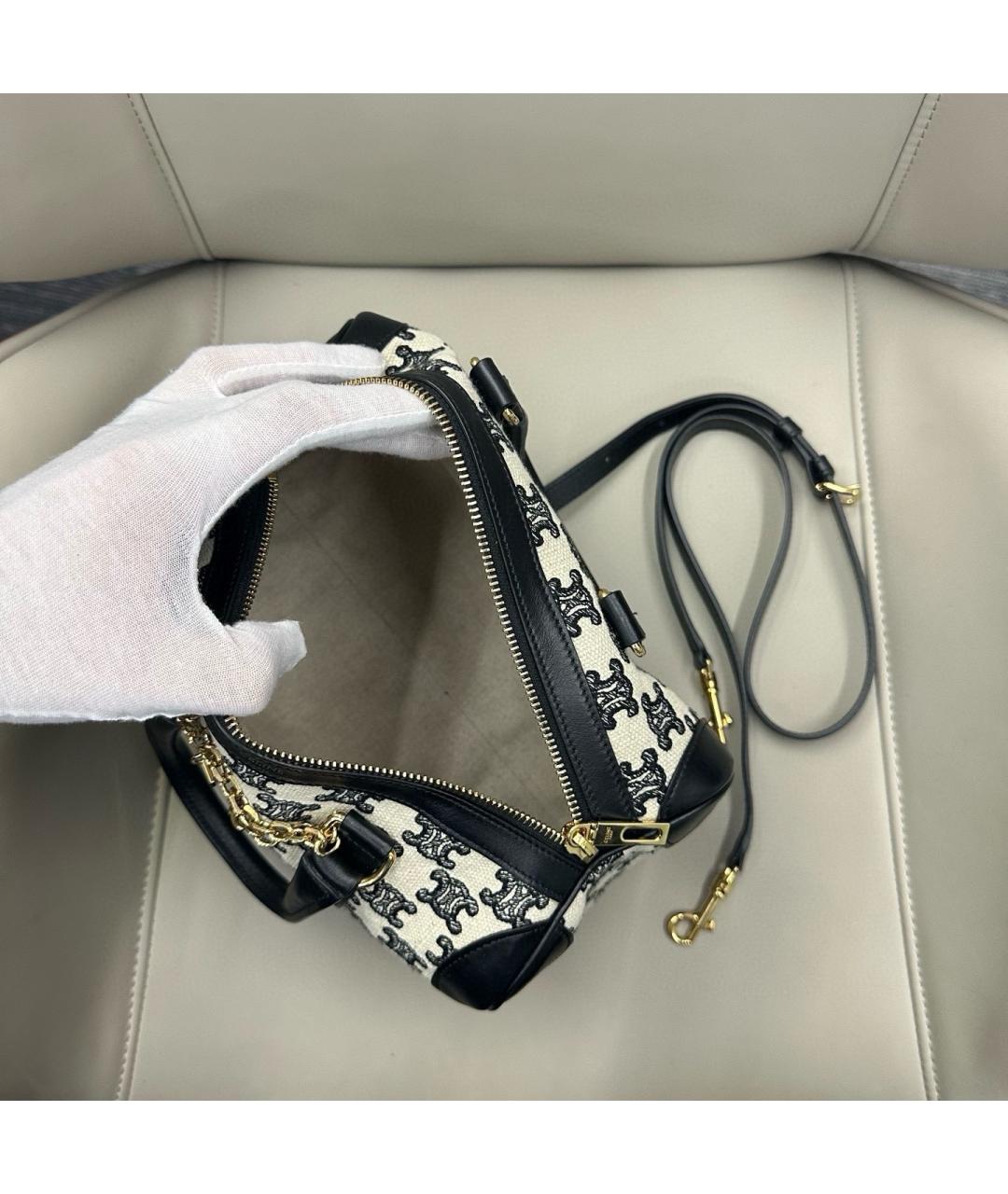 CELINE Черная жаккардовая сумка тоут, фото 4