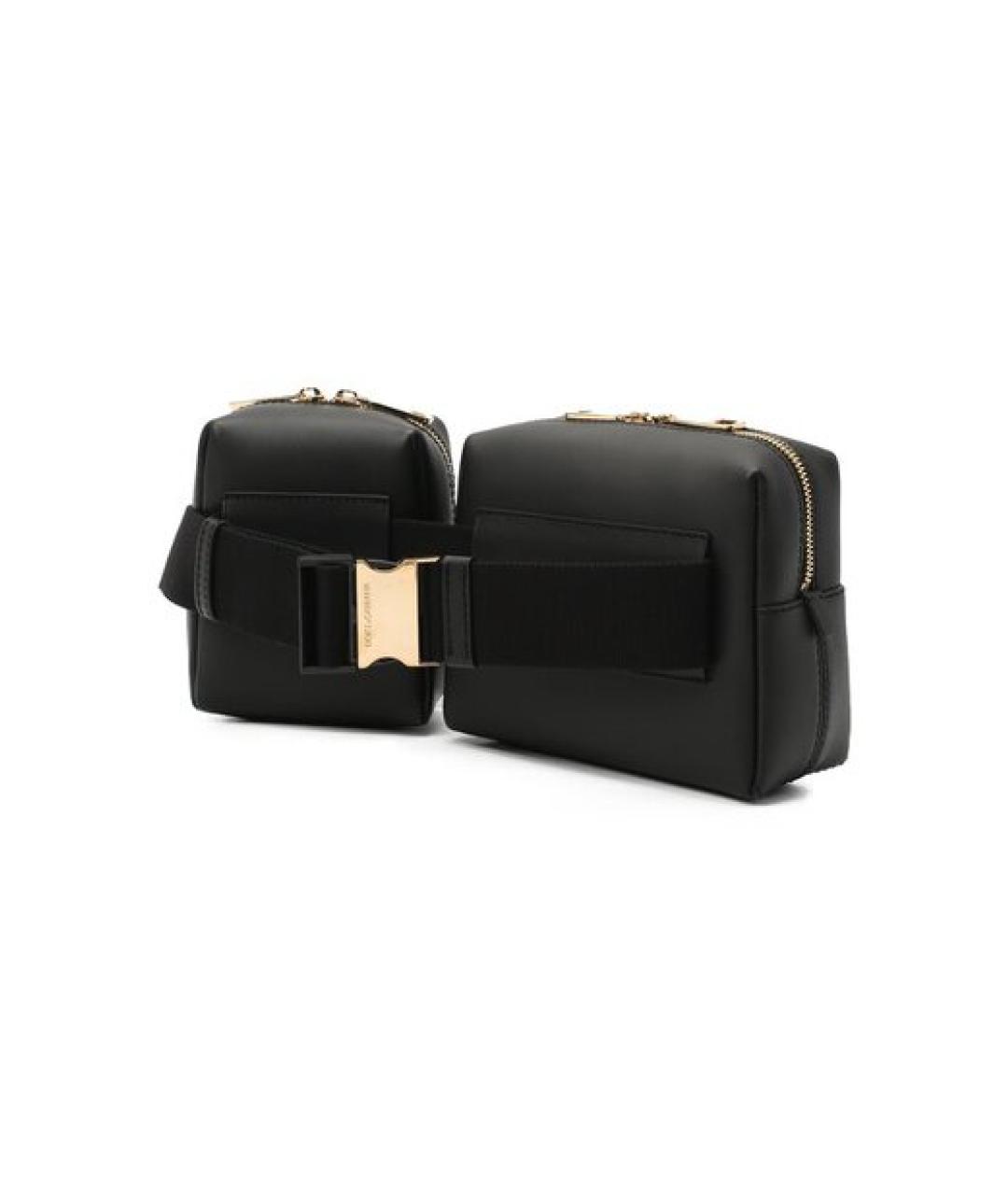 DOLCE&GABBANA Черная кожаная поясная сумка, фото 2