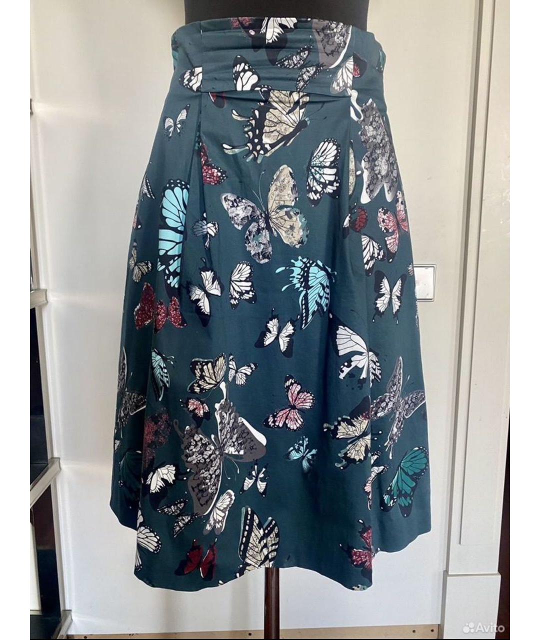 MAX MARA Зеленая хлопковая юбка миди, фото 2