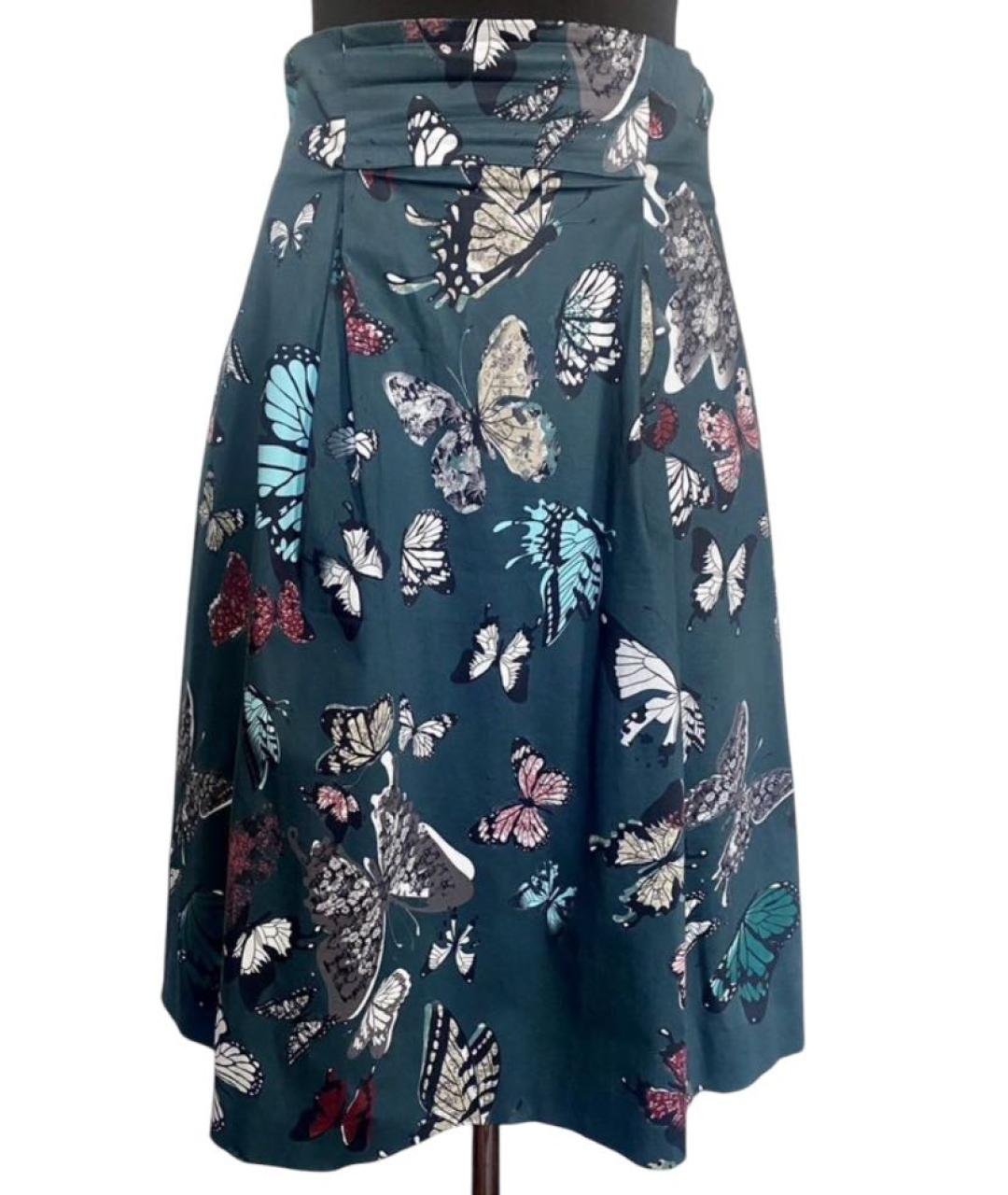 MAX MARA Зеленая хлопковая юбка миди, фото 1