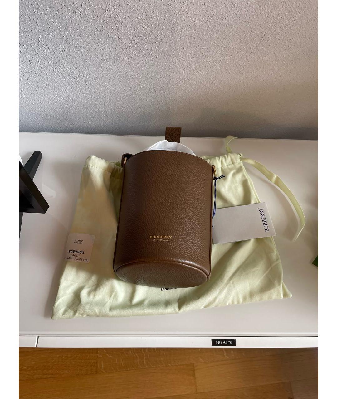 BURBERRY Коричневая кожаная сумка через плечо, фото 5