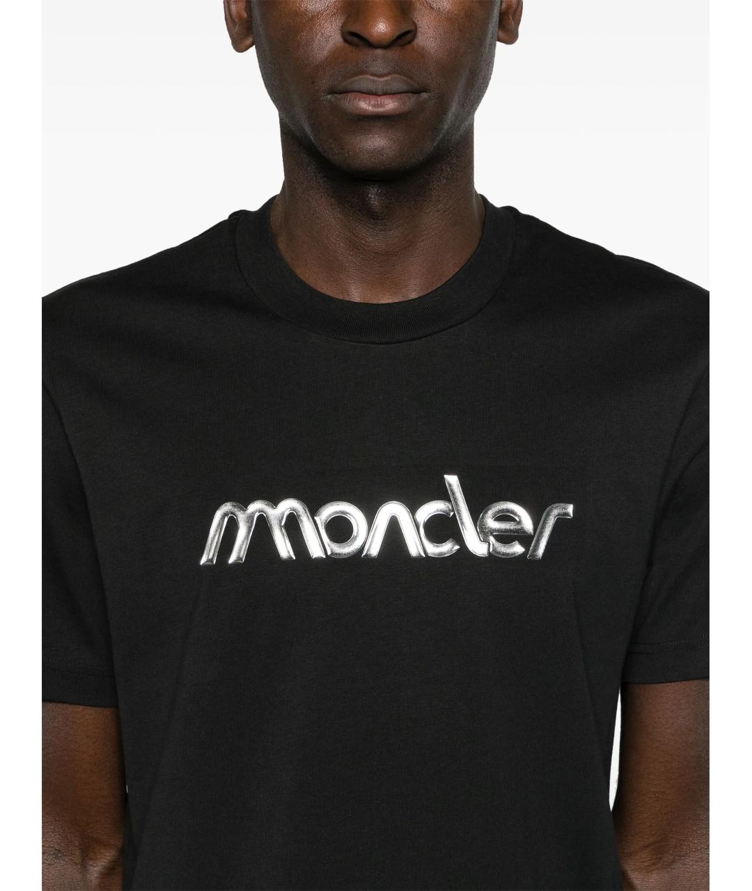 MONCLER Черная хлопковая футболка, фото 5