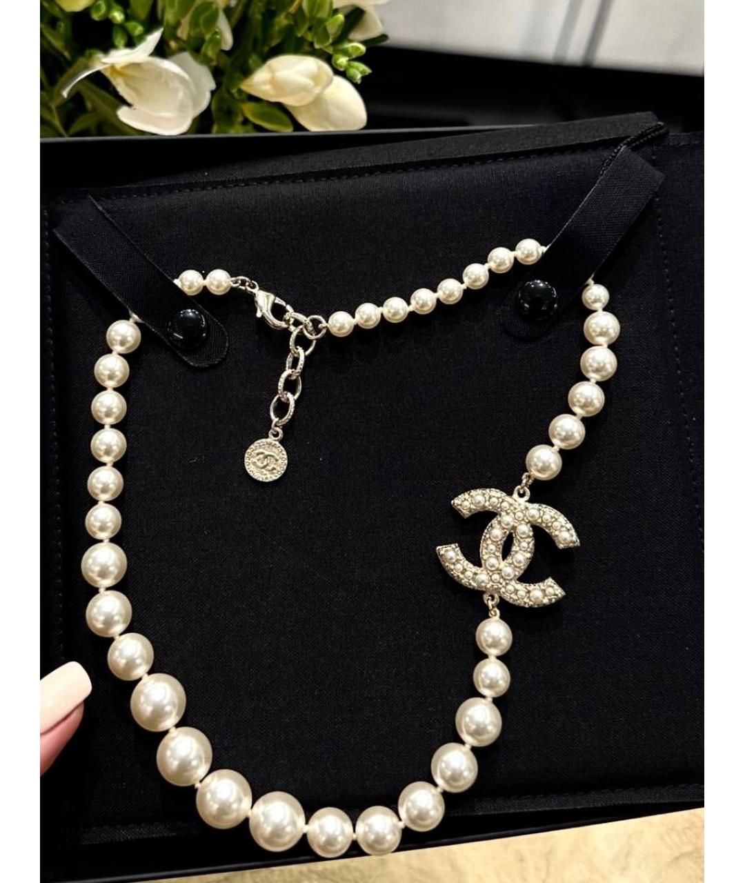 CHANEL Белое жемчужное колье, фото 2