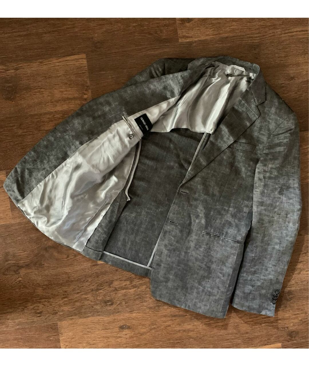 GIORGIO ARMANI Антрацитовый льняной пиджак, фото 3