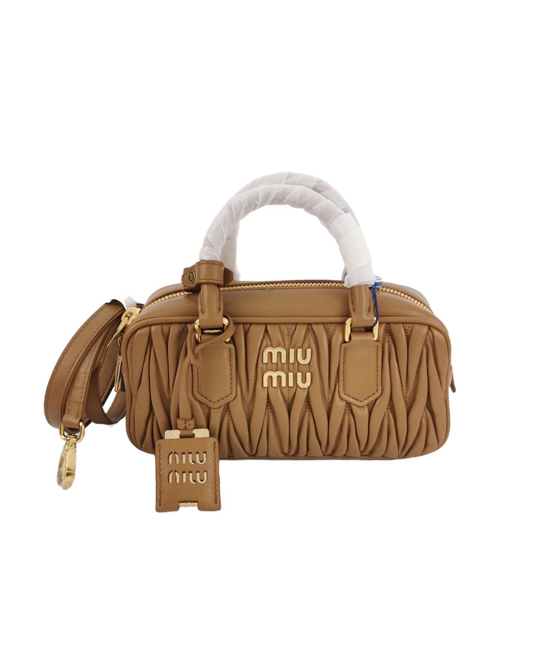 MIU MIU Коричневая кожаная сумка тоут, фото 6