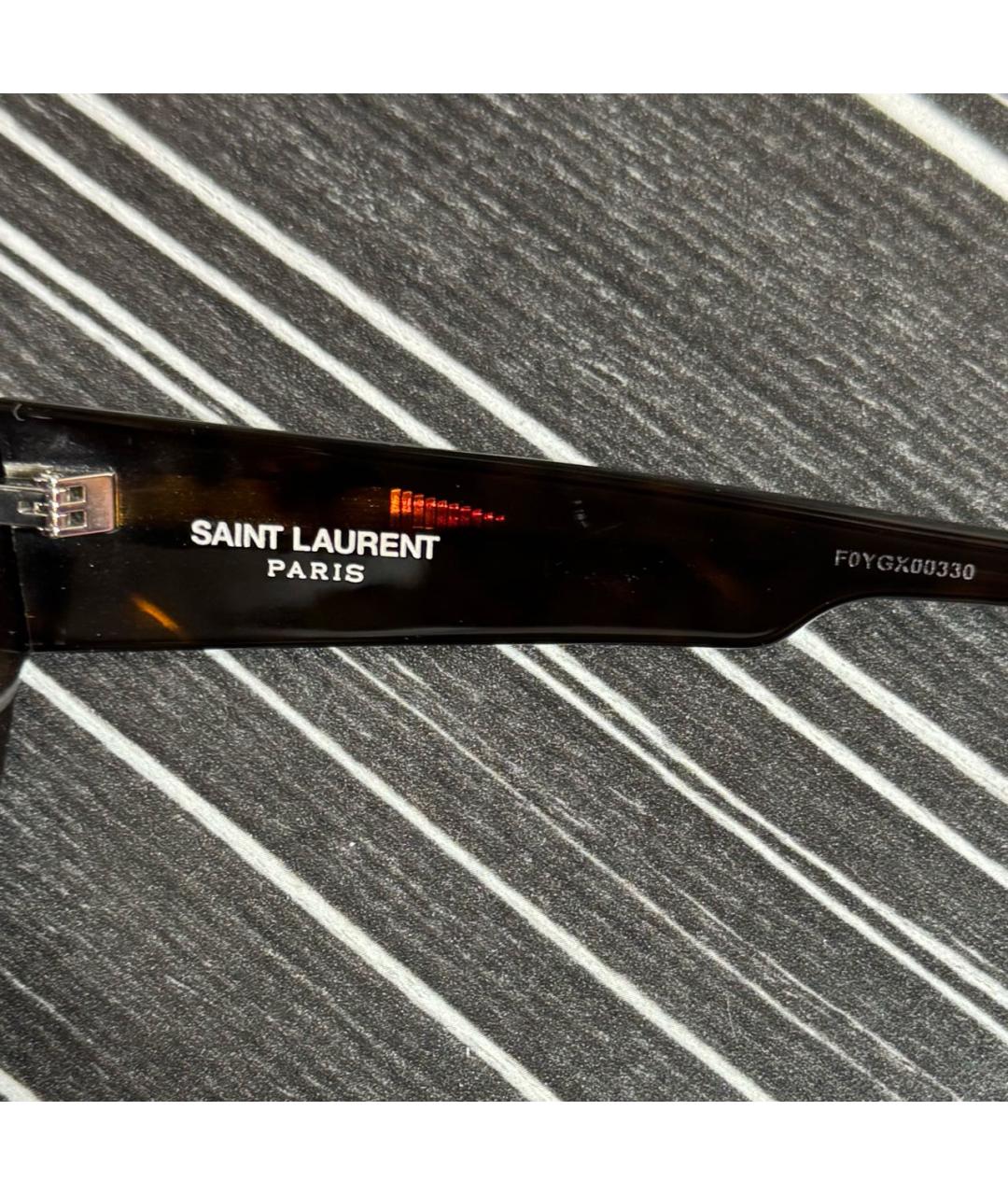 SAINT LAURENT Коричневые пластиковые солнцезащитные очки, фото 5