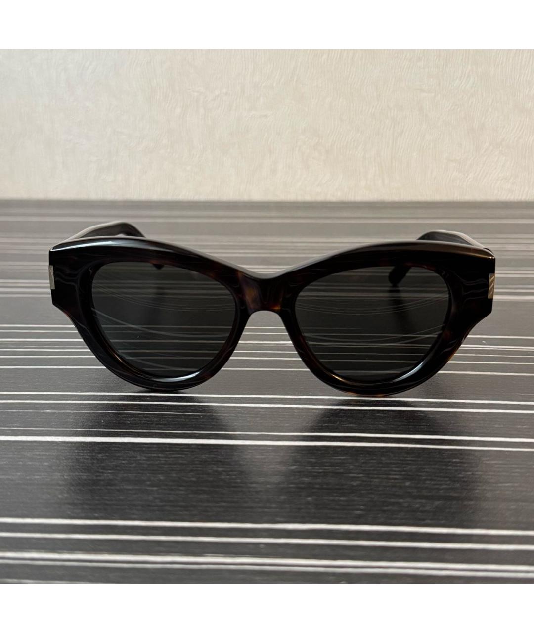 SAINT LAURENT Коричневые пластиковые солнцезащитные очки, фото 8