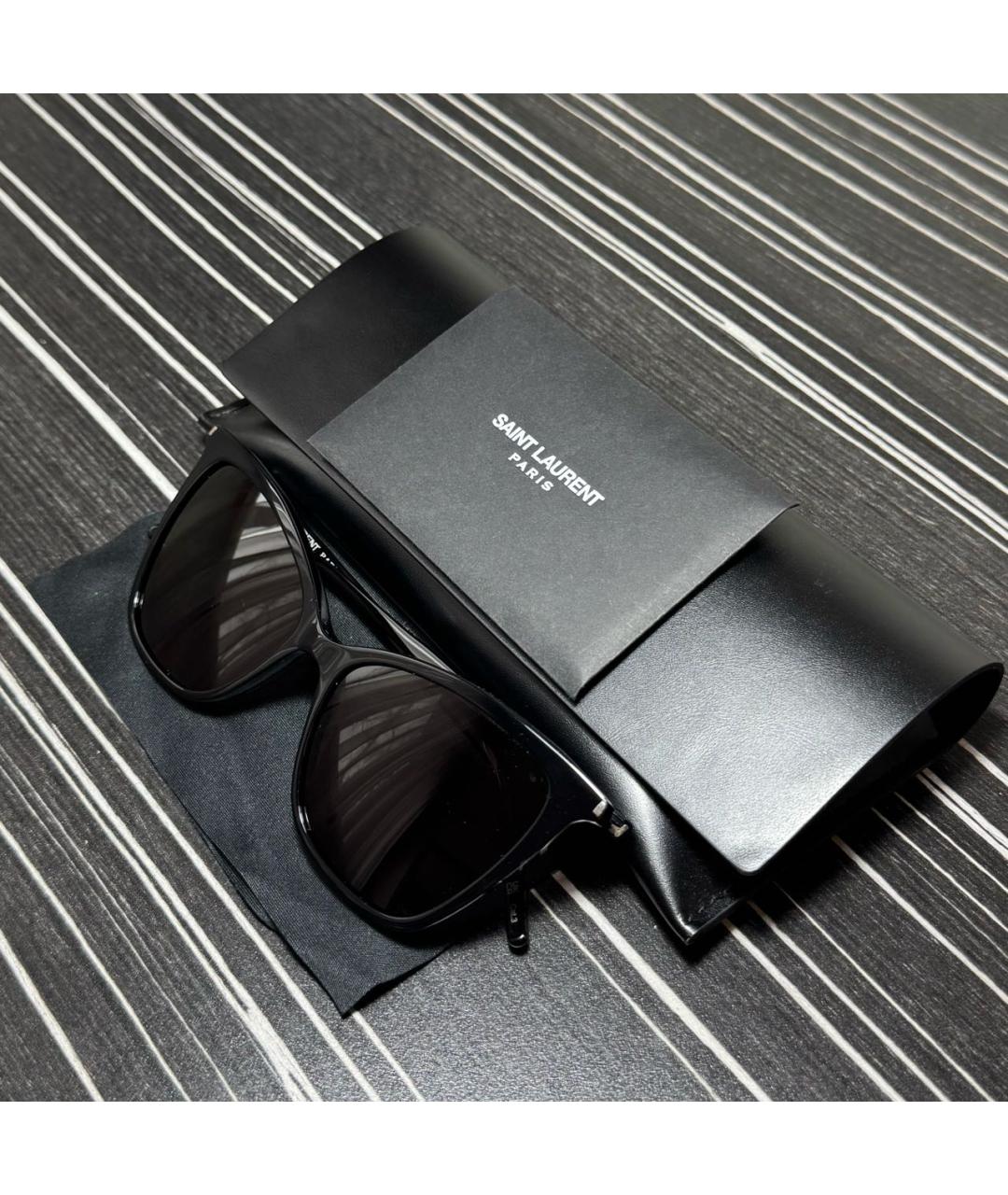 SAINT LAURENT Черные пластиковые солнцезащитные очки, фото 5