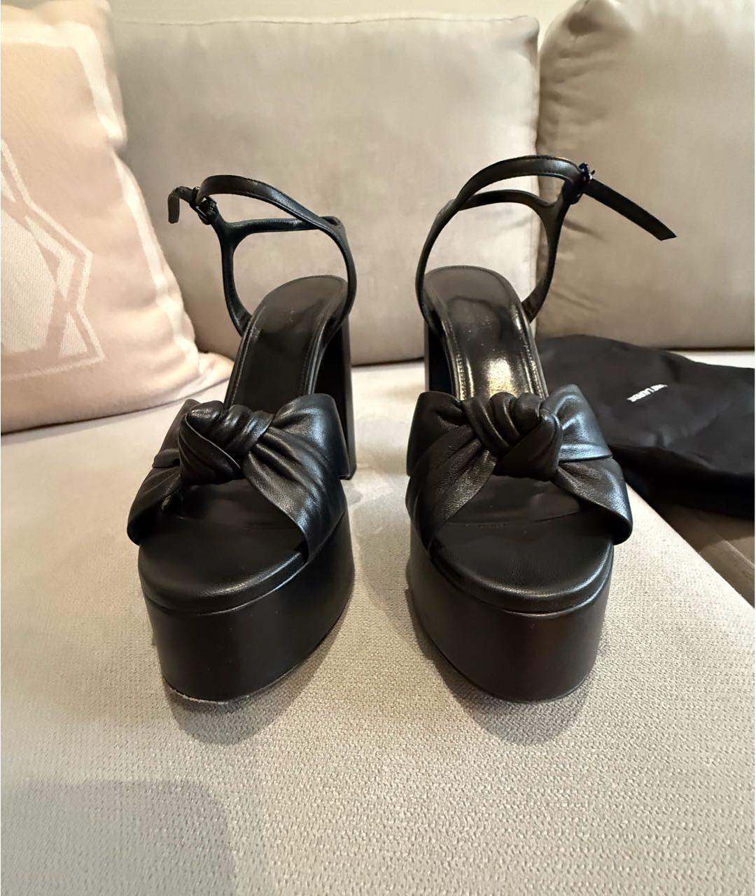 SAINT LAURENT Черные кожаные босоножки, фото 6