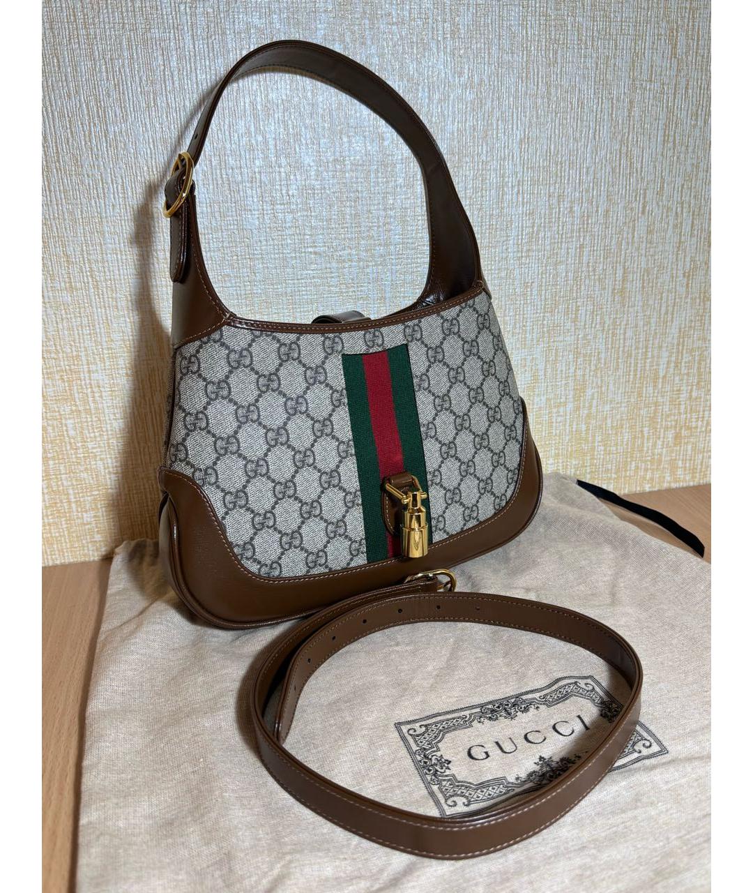 GUCCI Коричневая кожаная сумка с короткими ручками, фото 8