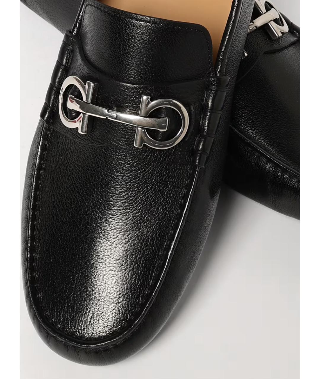 FERRAGAMO Черные кожаные мокасины, фото 4
