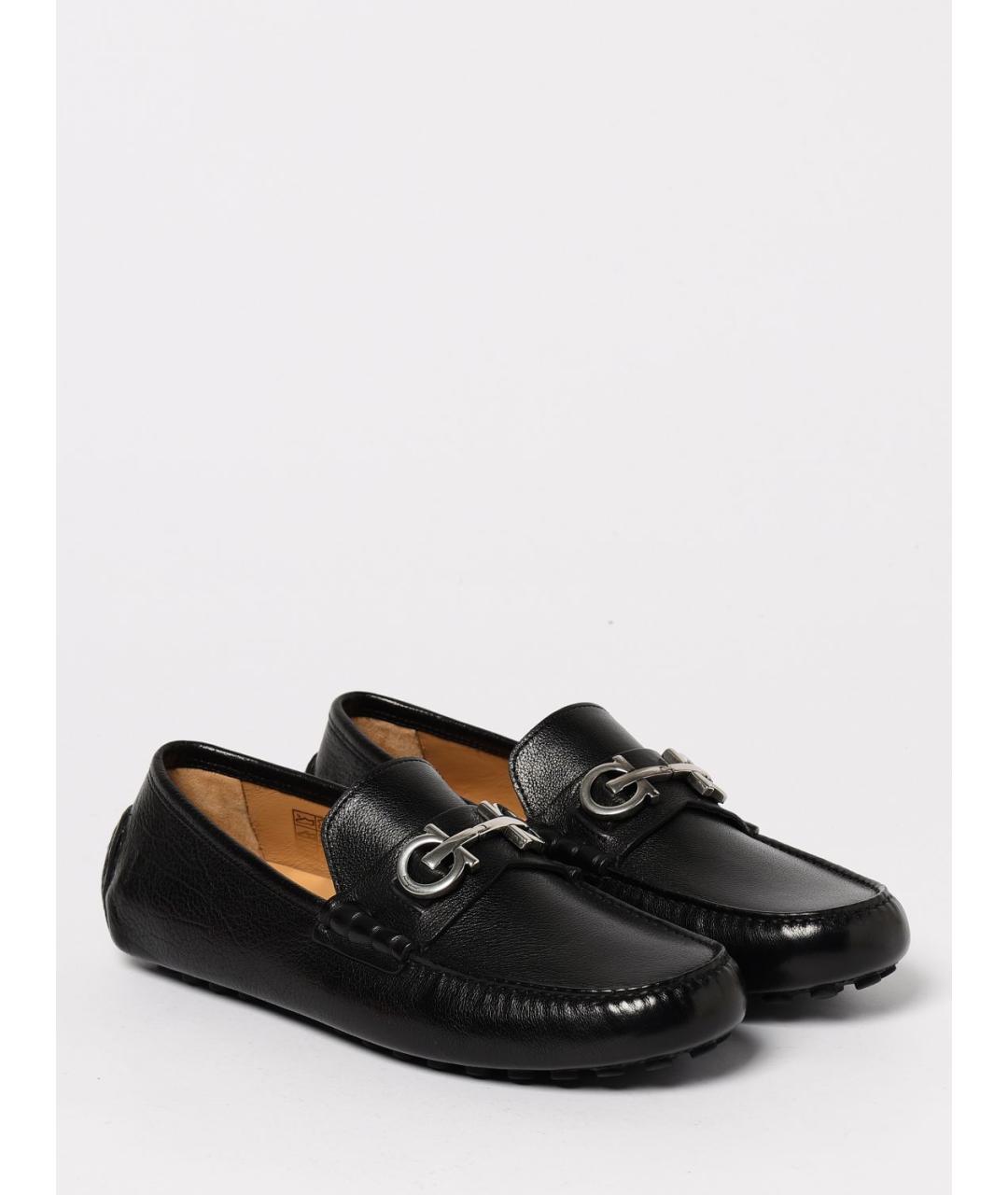 FERRAGAMO Черные кожаные мокасины, фото 2
