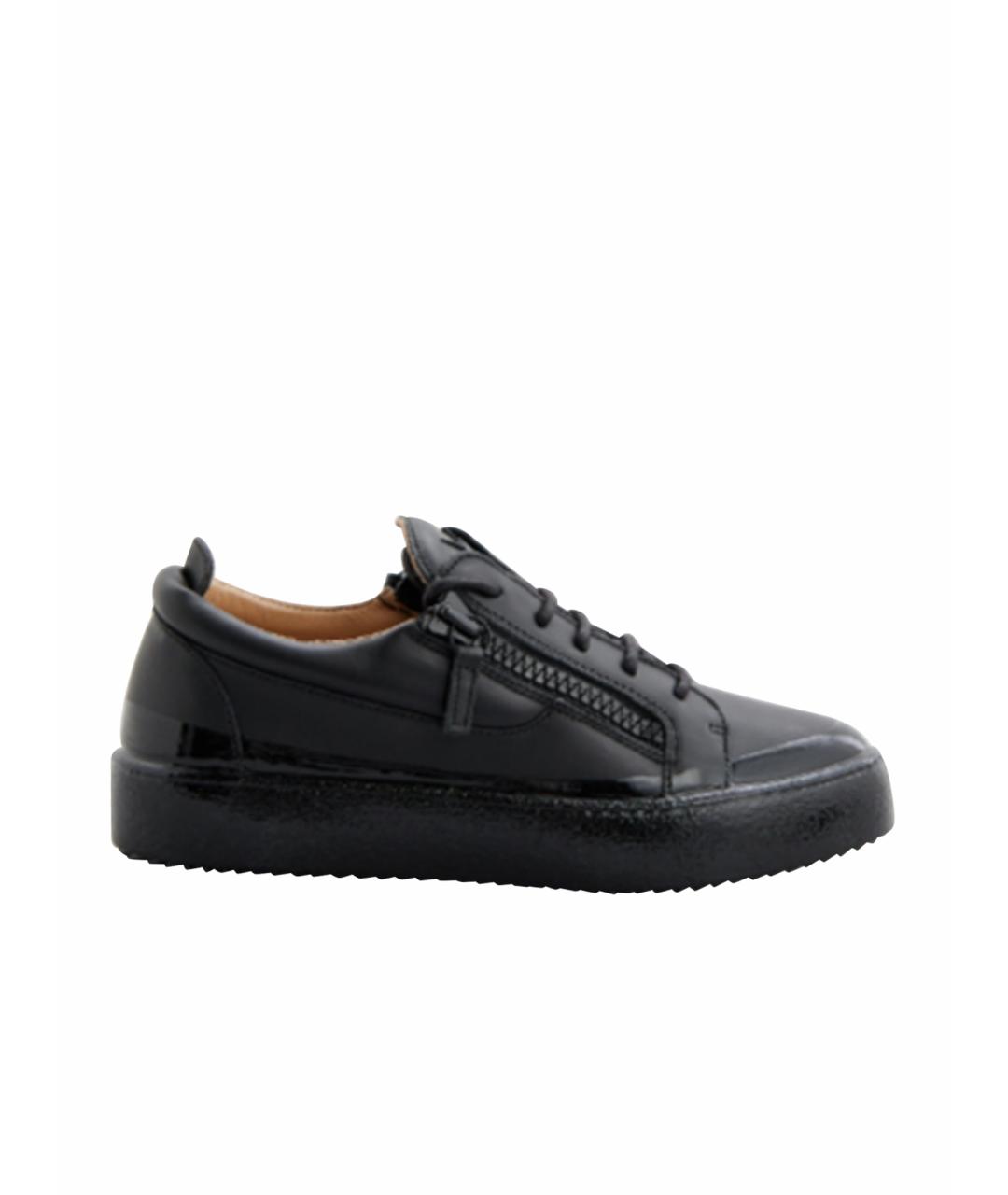 GIUSEPPE ZANOTTI DESIGN Черные кожаные кеды, фото 1