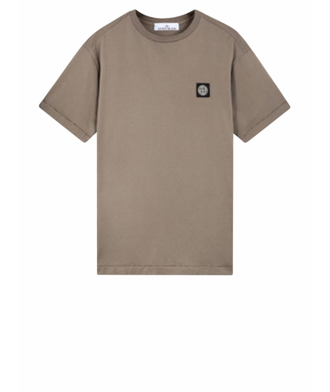 STONE ISLAND Коричневая хлопковая футболка, фото 1