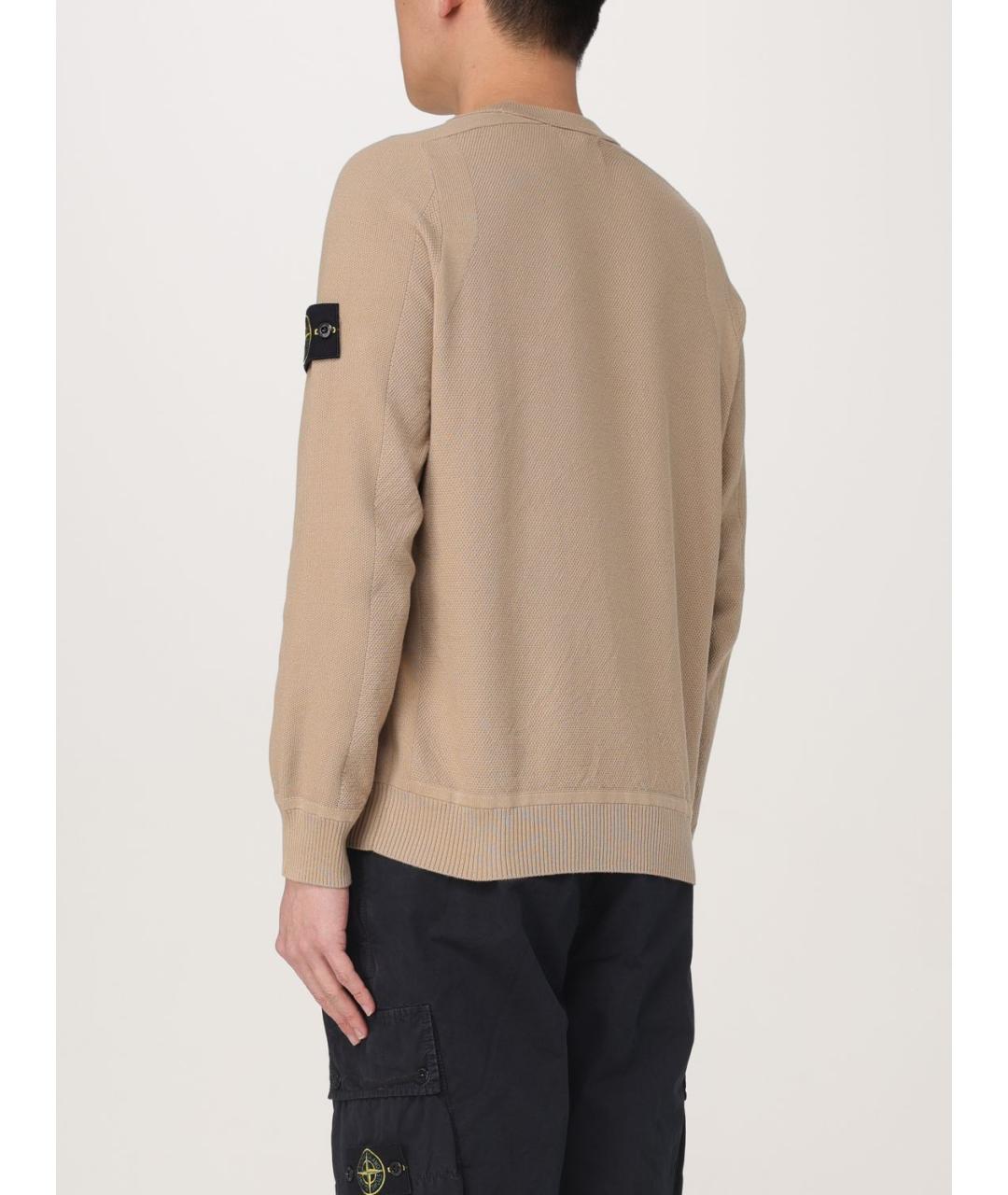 STONE ISLAND Бежевый хлопковый джемпер / свитер, фото 4