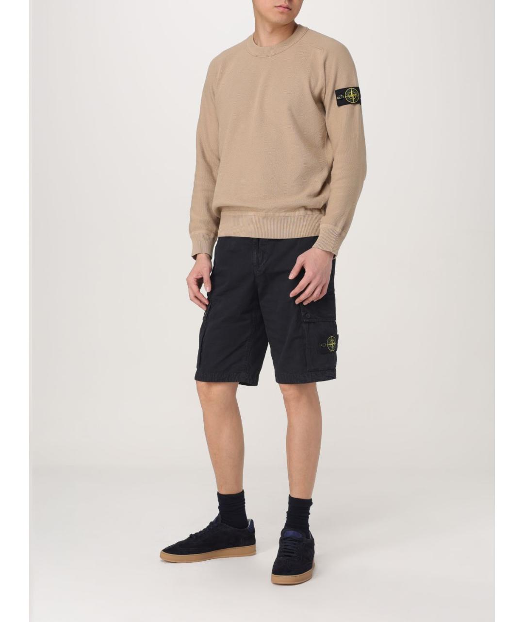 STONE ISLAND Бежевый хлопковый джемпер / свитер, фото 3