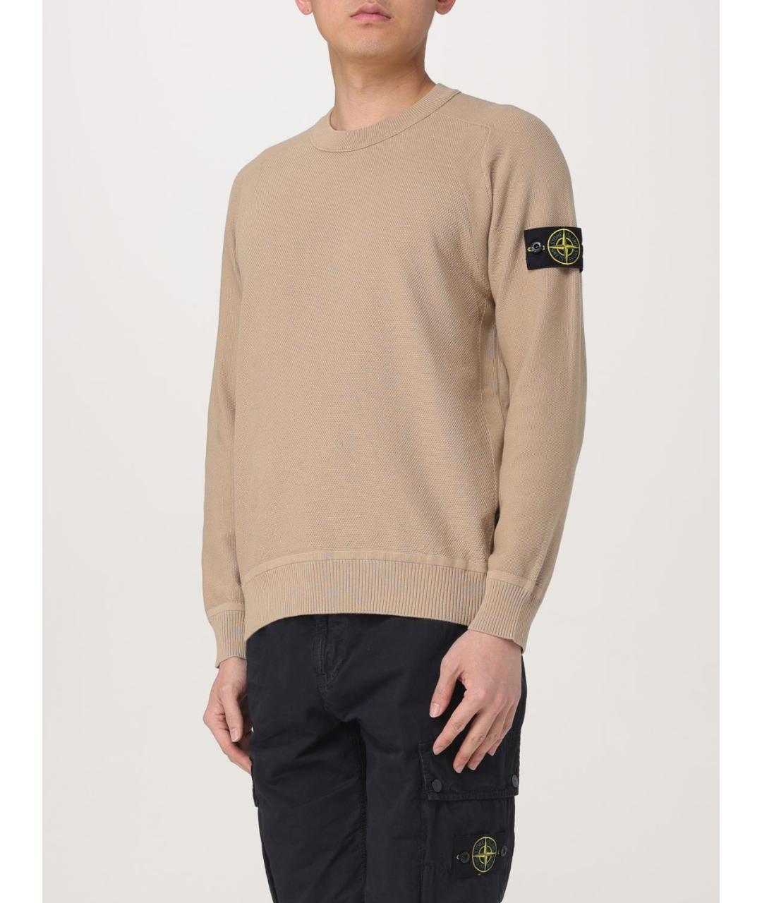 STONE ISLAND Бежевый хлопковый джемпер / свитер, фото 5