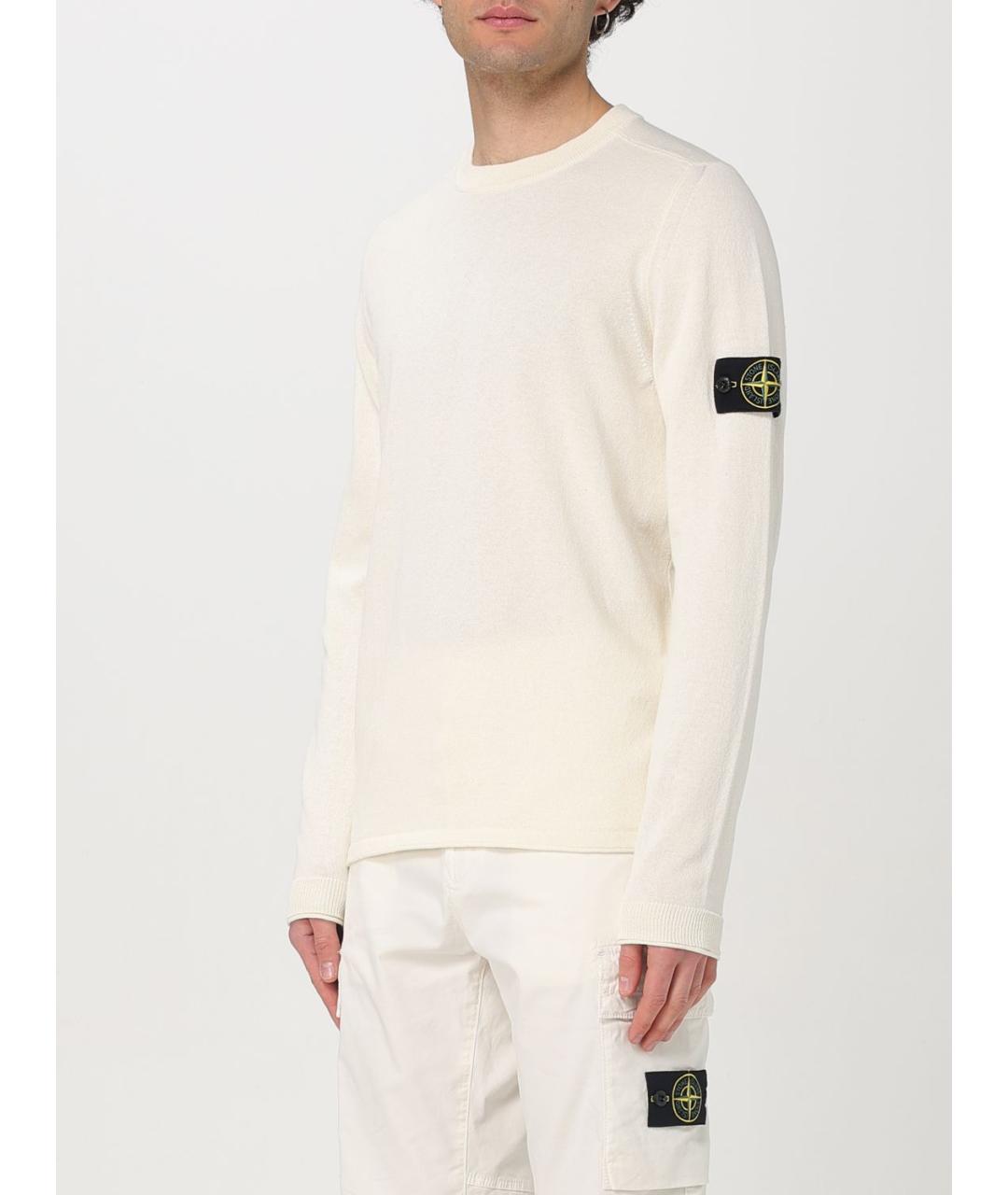 STONE ISLAND Бежевый хлопковый джемпер / свитер, фото 5