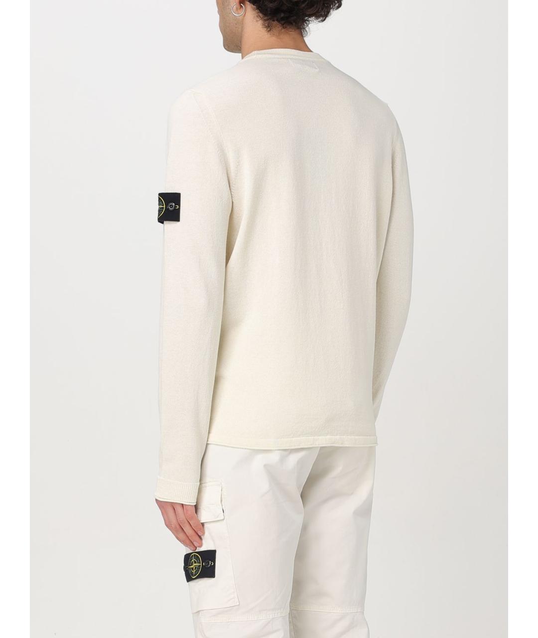 STONE ISLAND Бежевый хлопковый джемпер / свитер, фото 4
