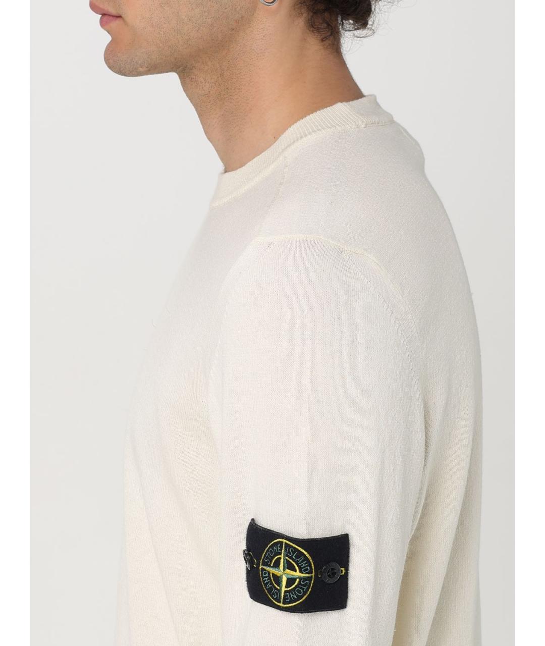STONE ISLAND Бежевый хлопковый джемпер / свитер, фото 6