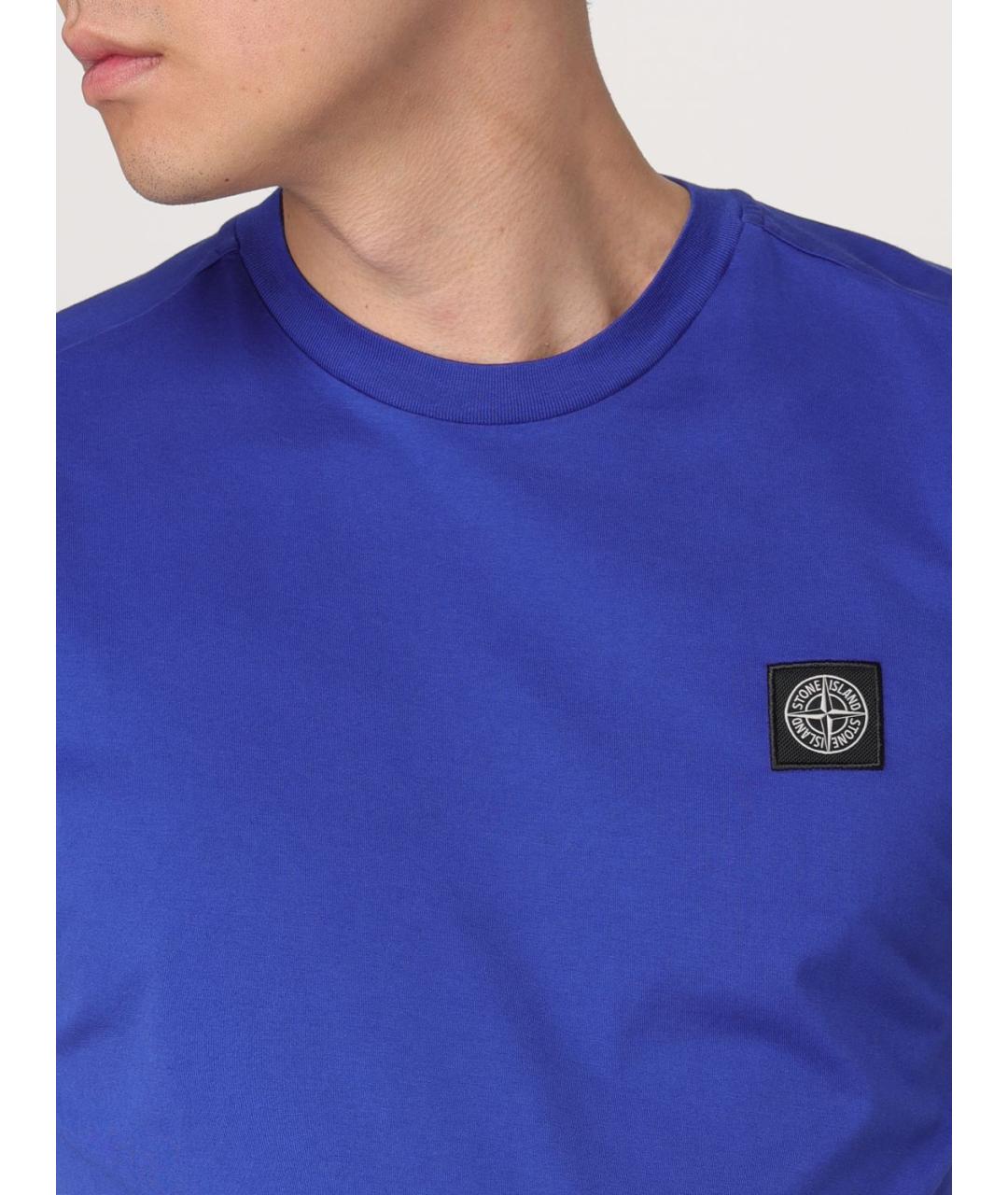 STONE ISLAND Синяя хлопковая футболка, фото 5