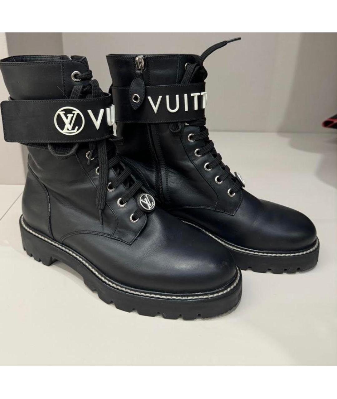 LOUIS VUITTON Черные кожаные ботинки, фото 5