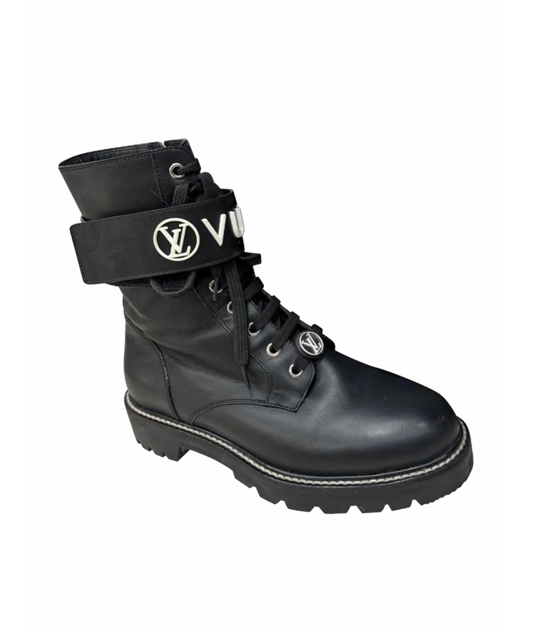 LOUIS VUITTON Черные кожаные ботинки, фото 1