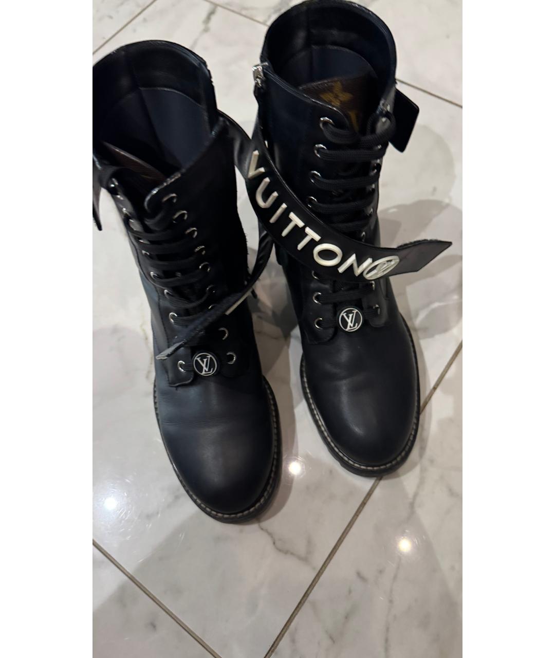 LOUIS VUITTON Черные кожаные ботинки, фото 3