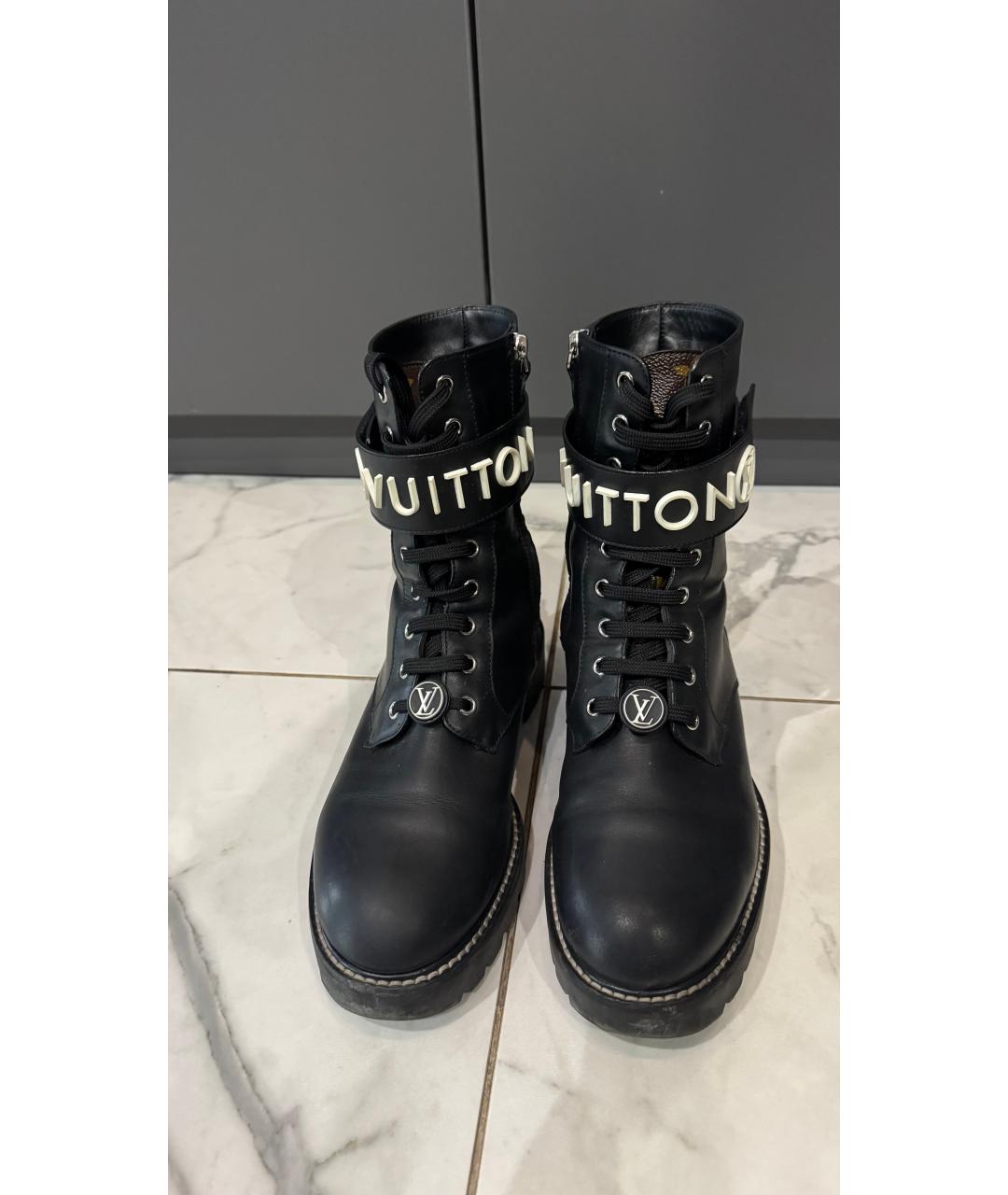 LOUIS VUITTON Черные кожаные ботинки, фото 2