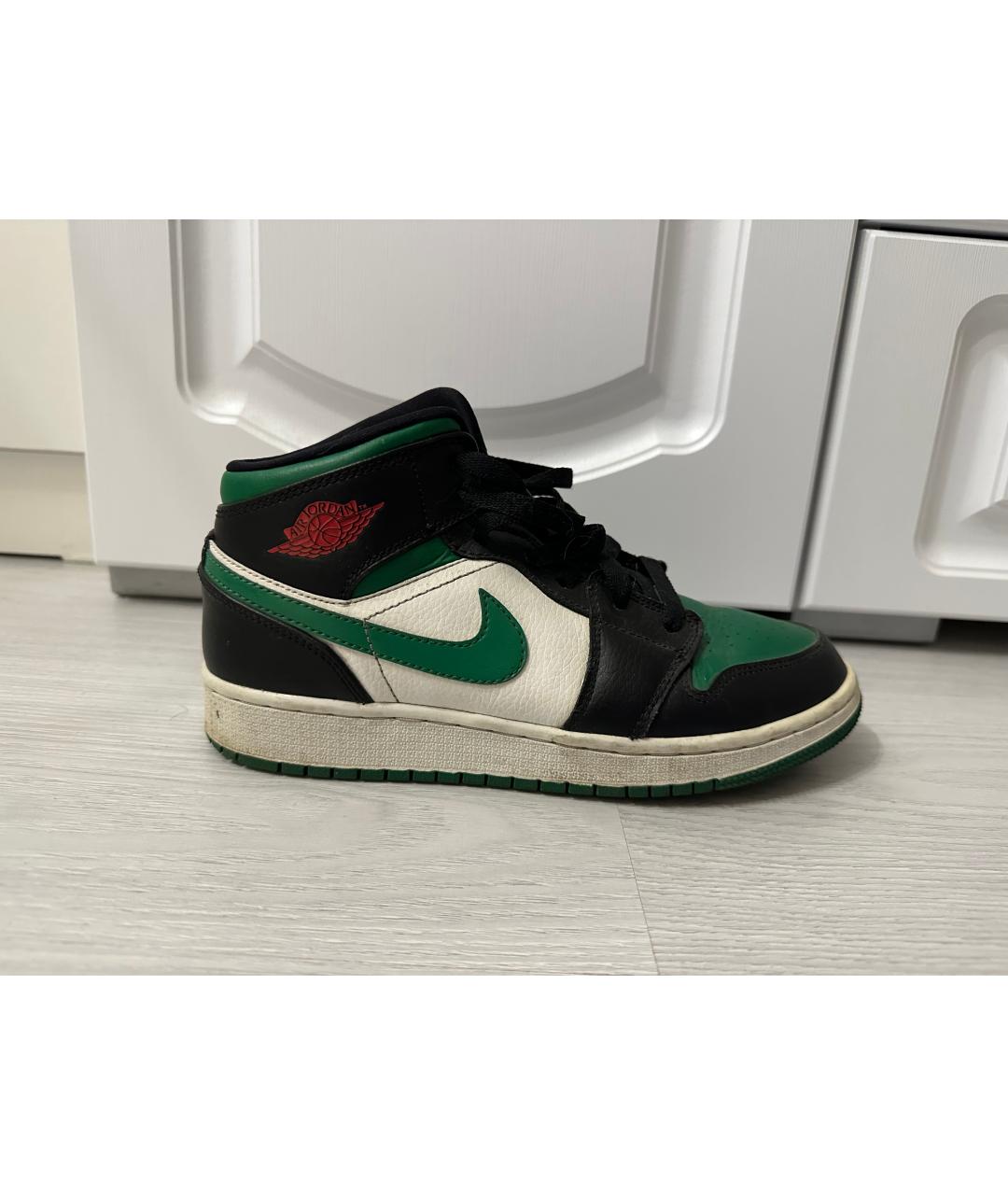 JORDAN Зеленые кожаные кроссовки, фото 5