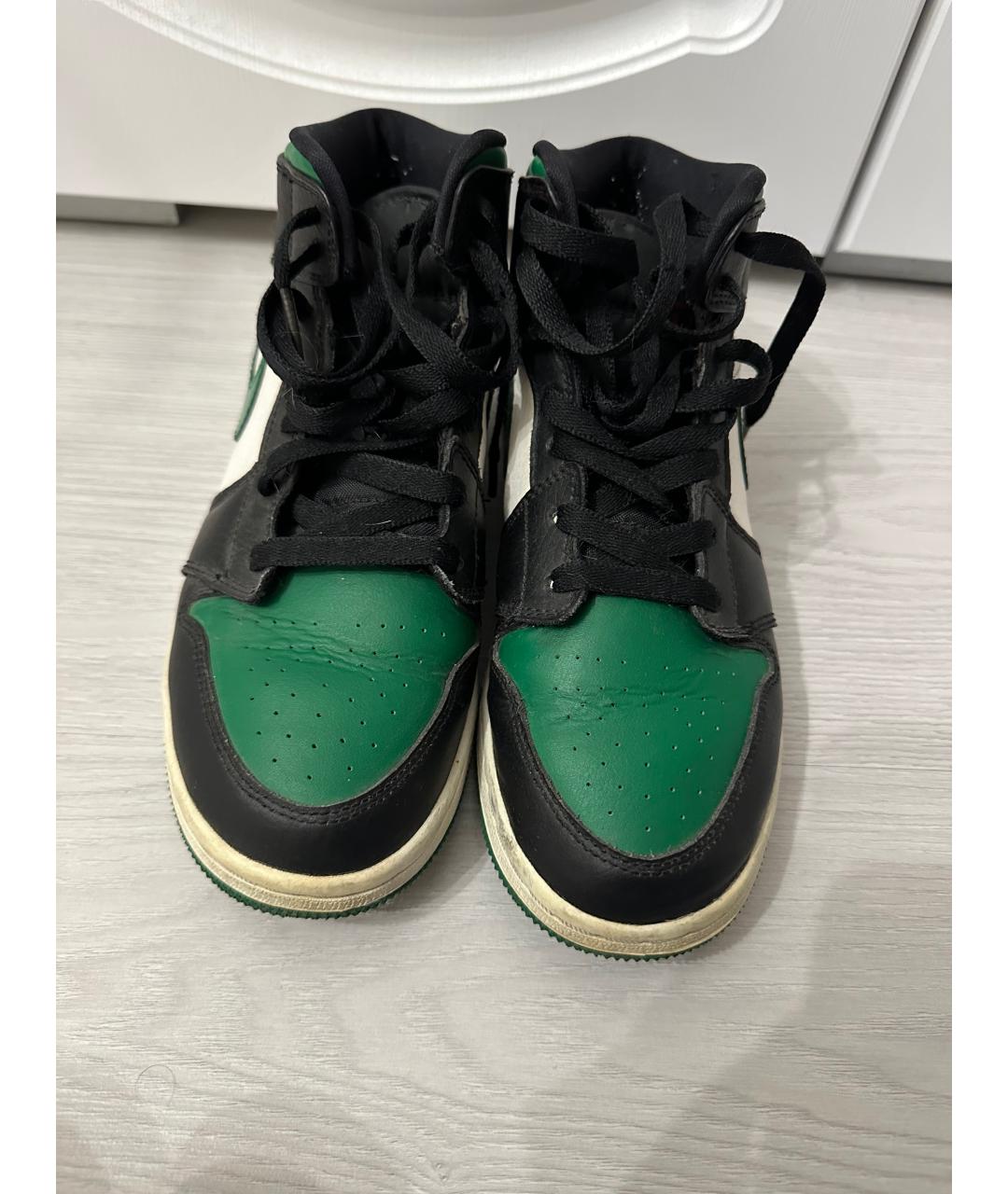 JORDAN Зеленые кожаные кроссовки, фото 2
