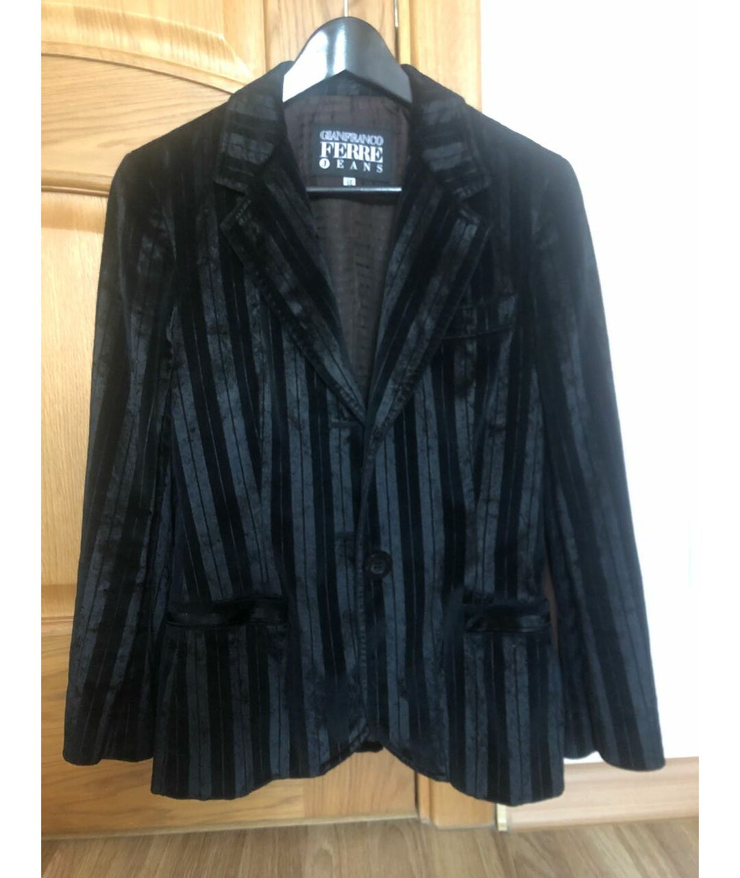 GIANFRANCO FERRE VINTAGE Черный бархатный жакет/пиджак, фото 7