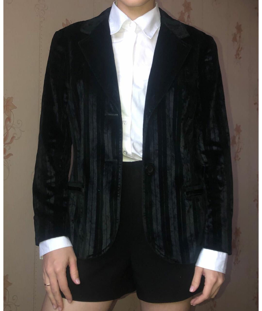 GIANFRANCO FERRE VINTAGE Черный бархатный жакет/пиджак, фото 3